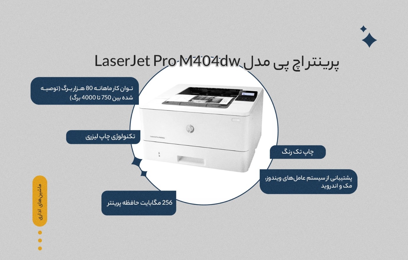 پرینتر اچ پی مدل LaserJet Pro M404dw لیزری